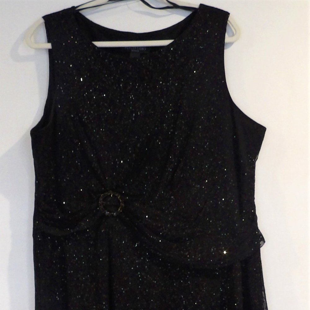 BLACK LACE DRESS WITH METALLIC GLITTER, PERCEPTIONS WOMAN 18W
